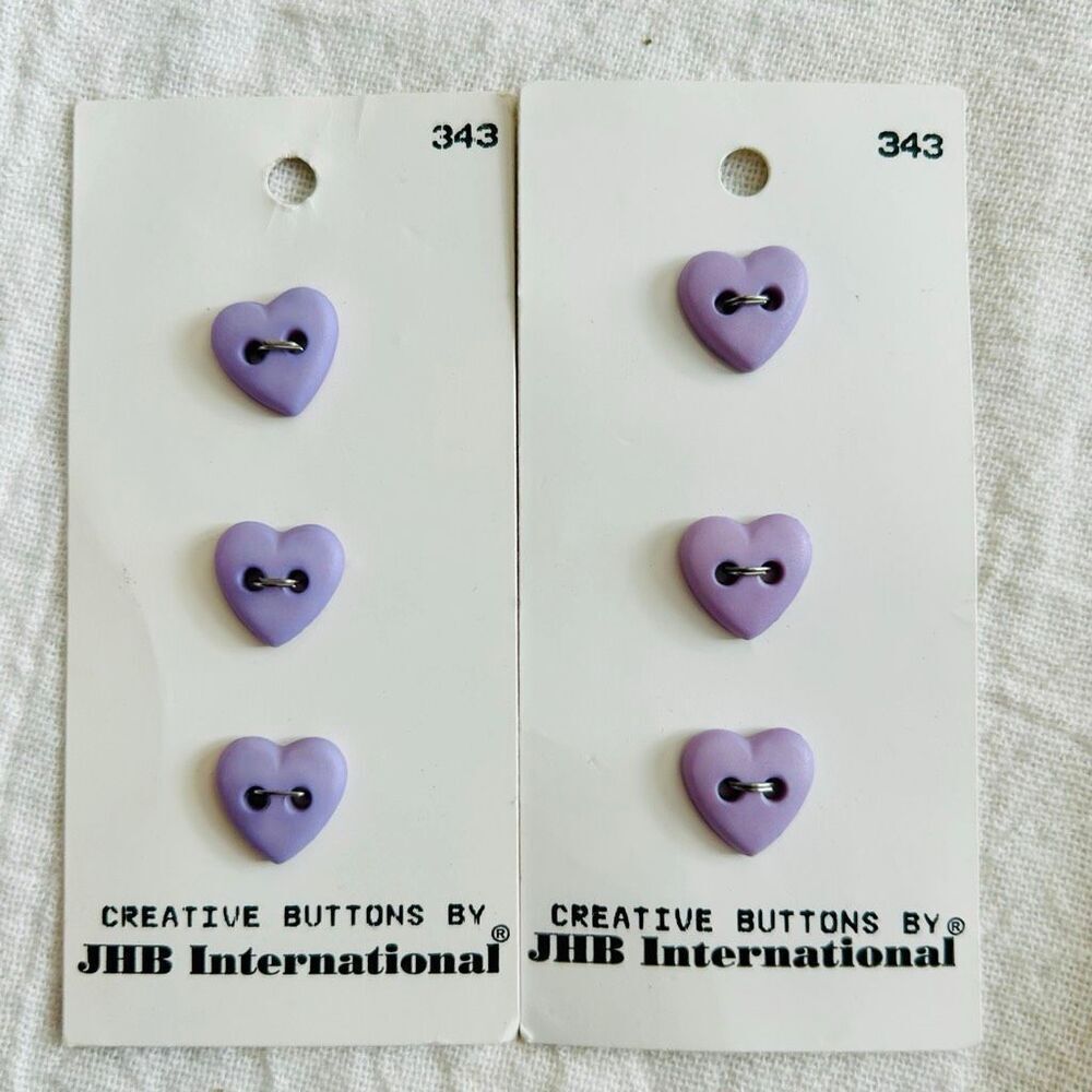 (6) JHB Matte Purple Heart Buttons Made in Germany